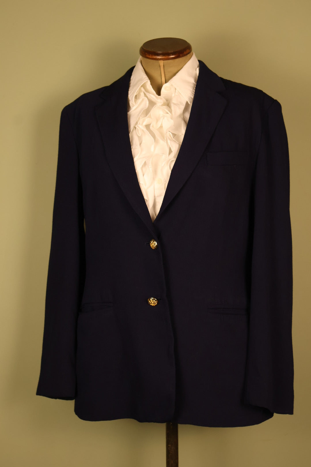 Ralph Lauren Navy Blue Vintage Blazer with Gold Accents