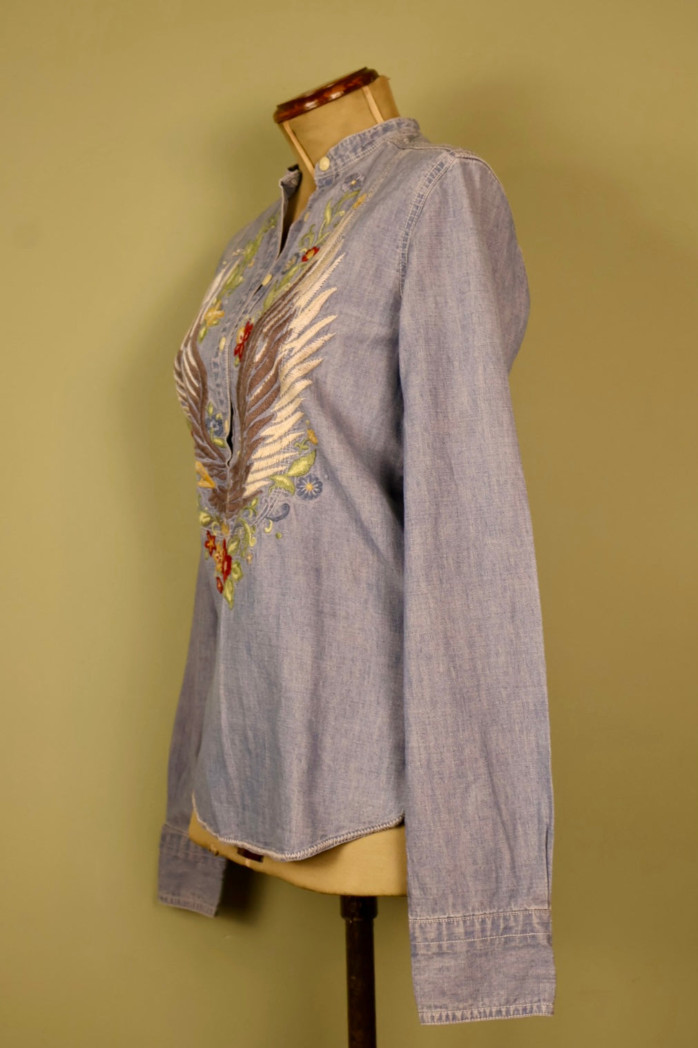 Ralph Lauren Vintage Denim Country Western Boho Embroidered Shirt