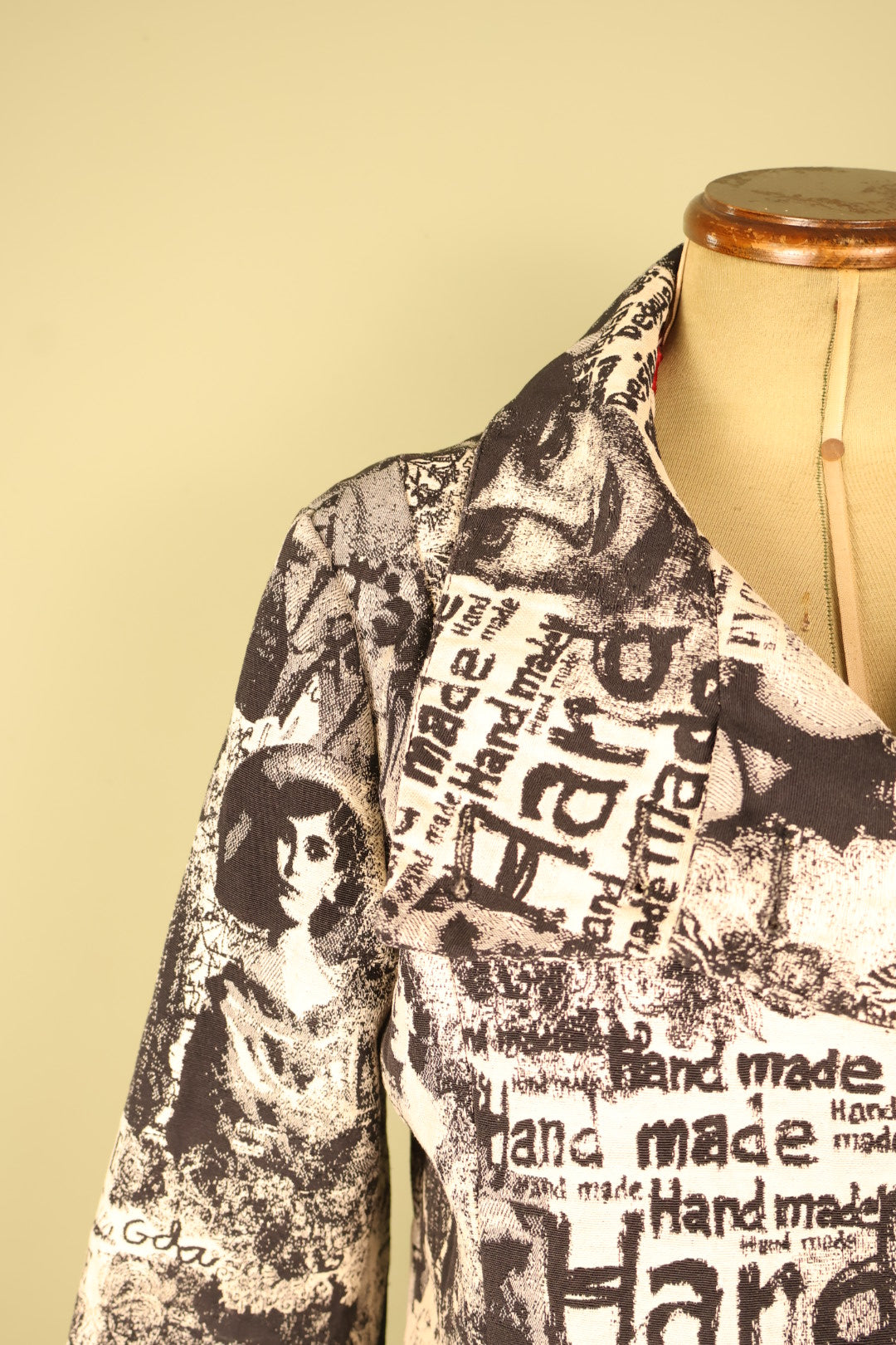 Desigual Vintage Newspaper Print Design Button Up Coat