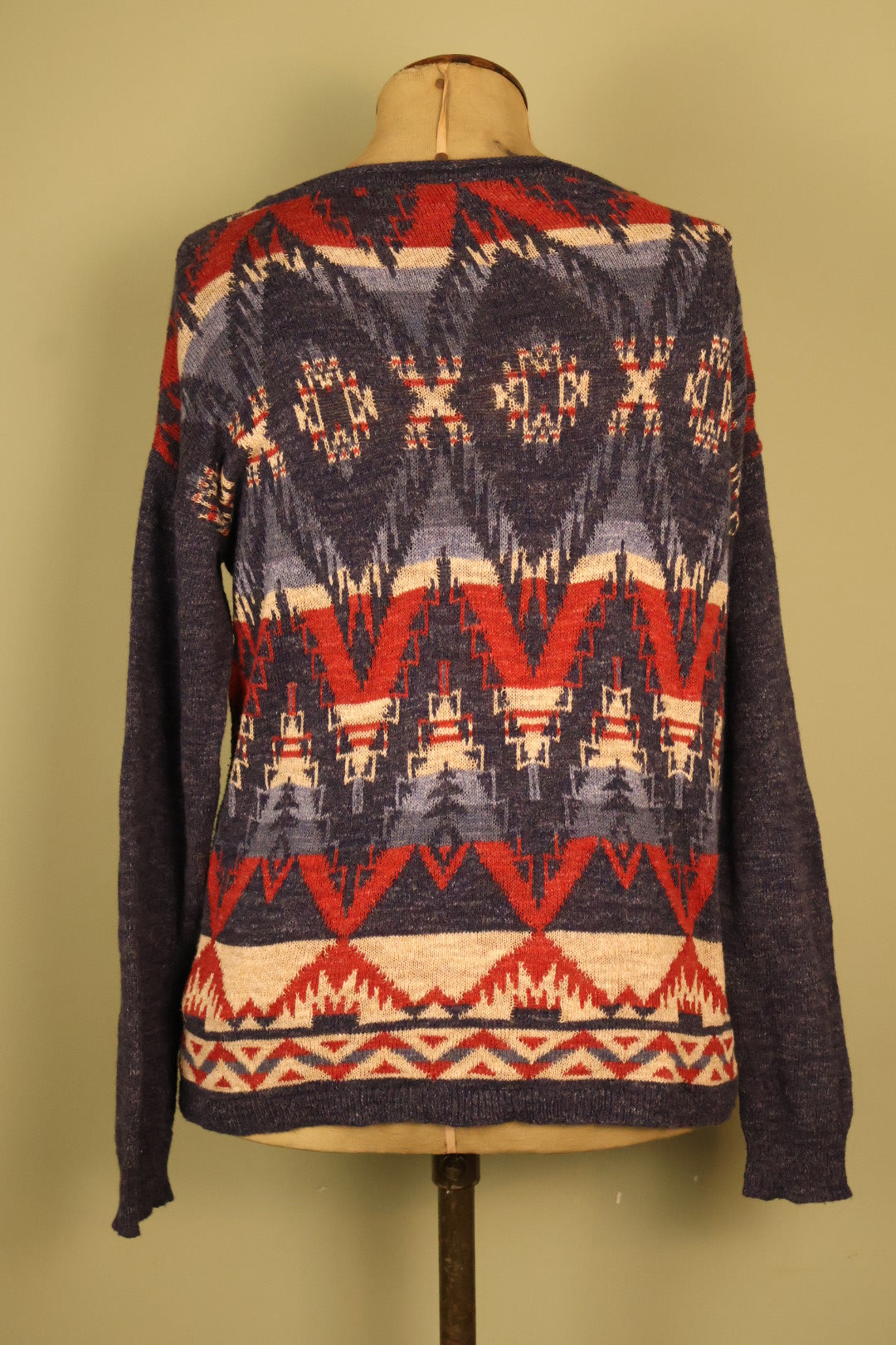 Chaps Ralph Lauren Aztec Design Boho Long Sleeved Top