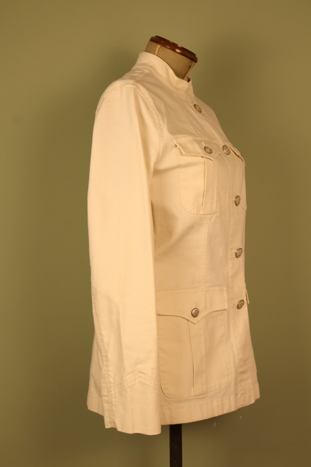 Polo Ralph Lauren White Military Utility Style Double Breasted Jacket