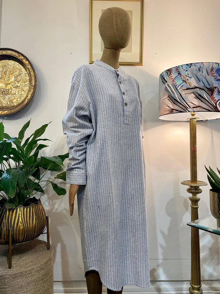 Women's Irish Nightshirt Lee Valley Striped Blue and Cream Striped