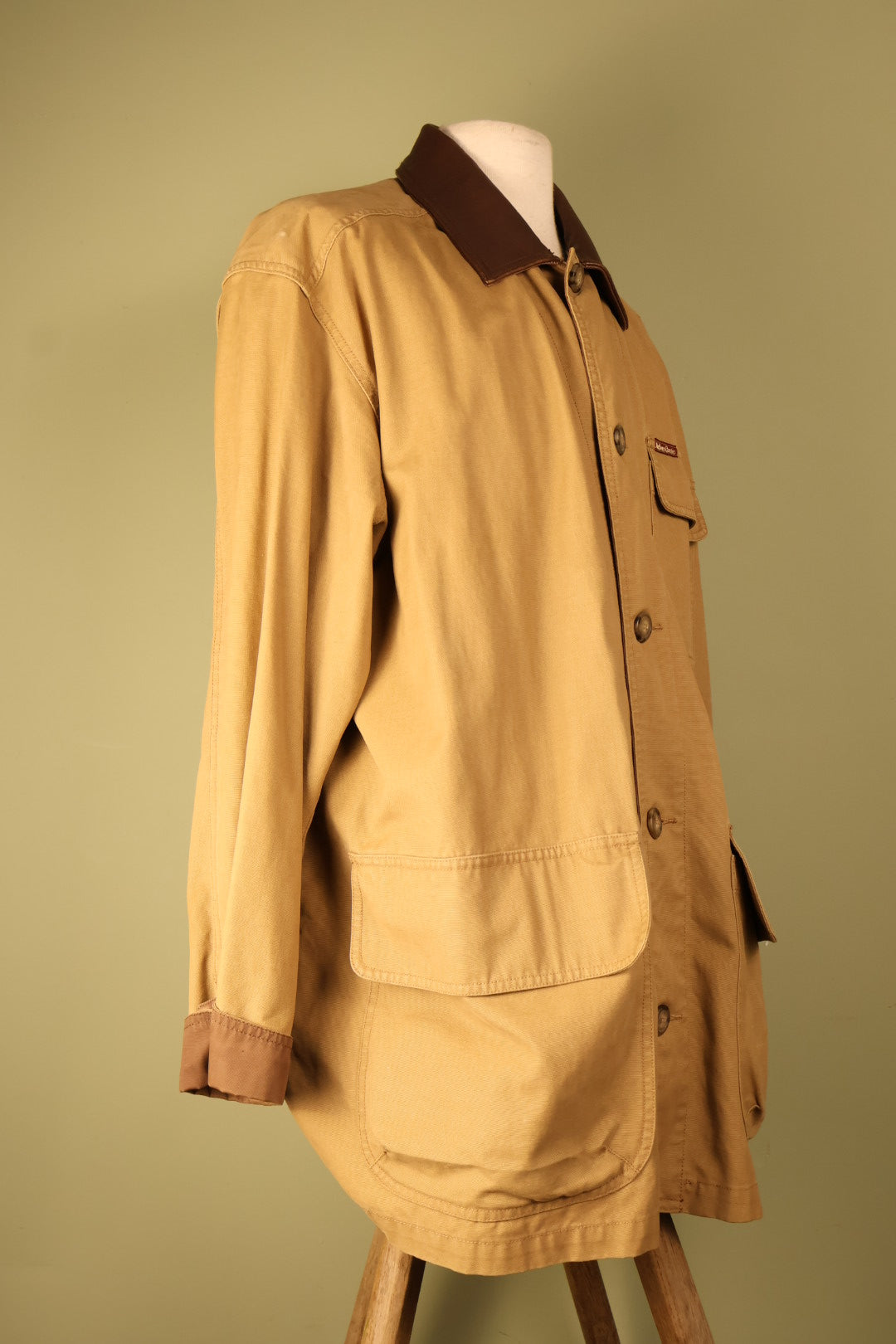 Marlboro Classics Cotton Blend Leather Collar Button Up Coat