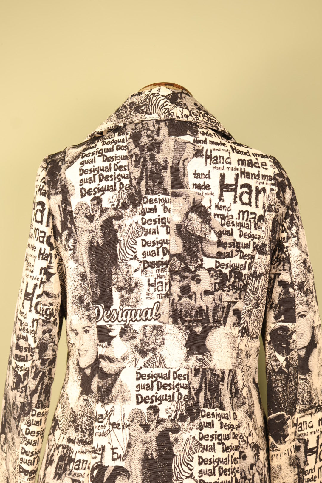 Desigual Vintage Newspaper Print Design Button Up Coat