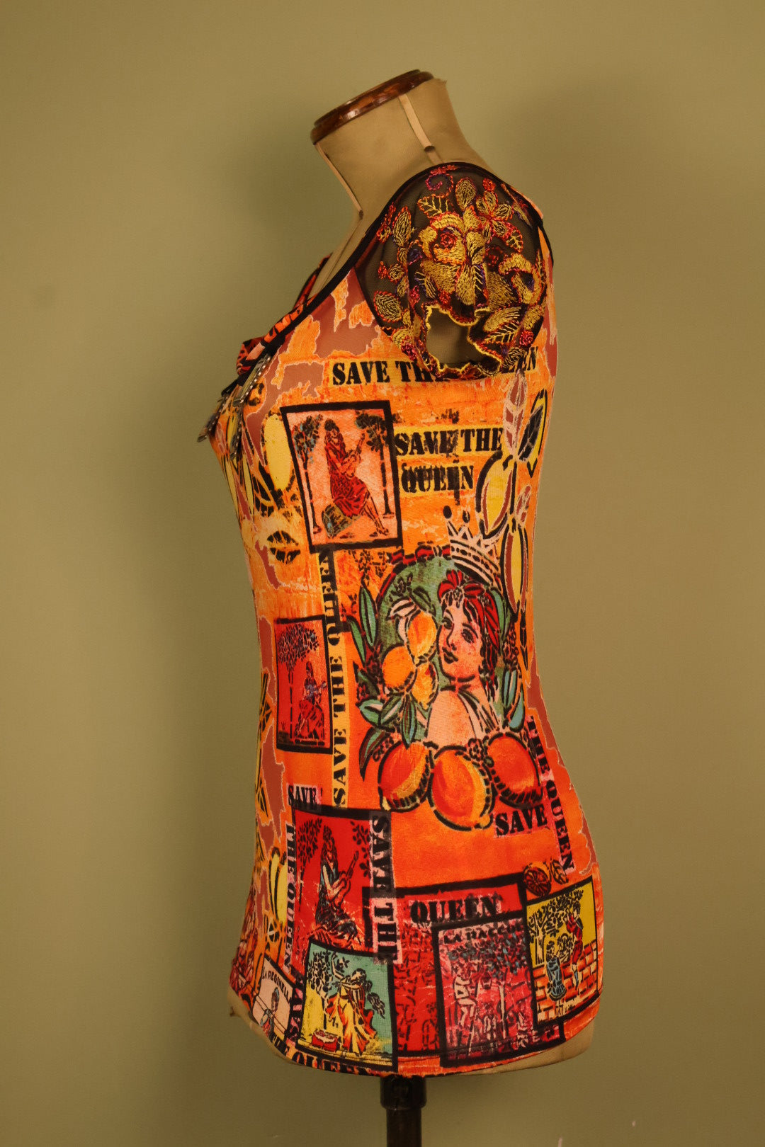 Save the Queen Vintage Italian Designer Mesh Top