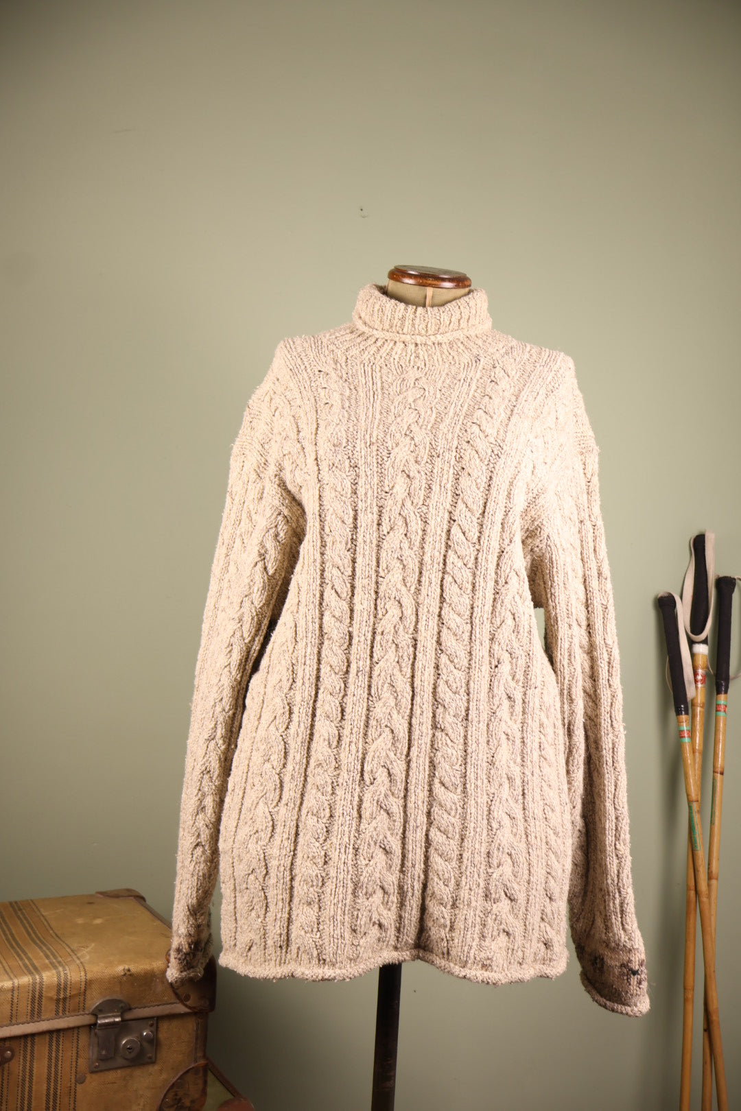 Ralph Lauren Aran Cable Knit Cream Turtleneck Jumper