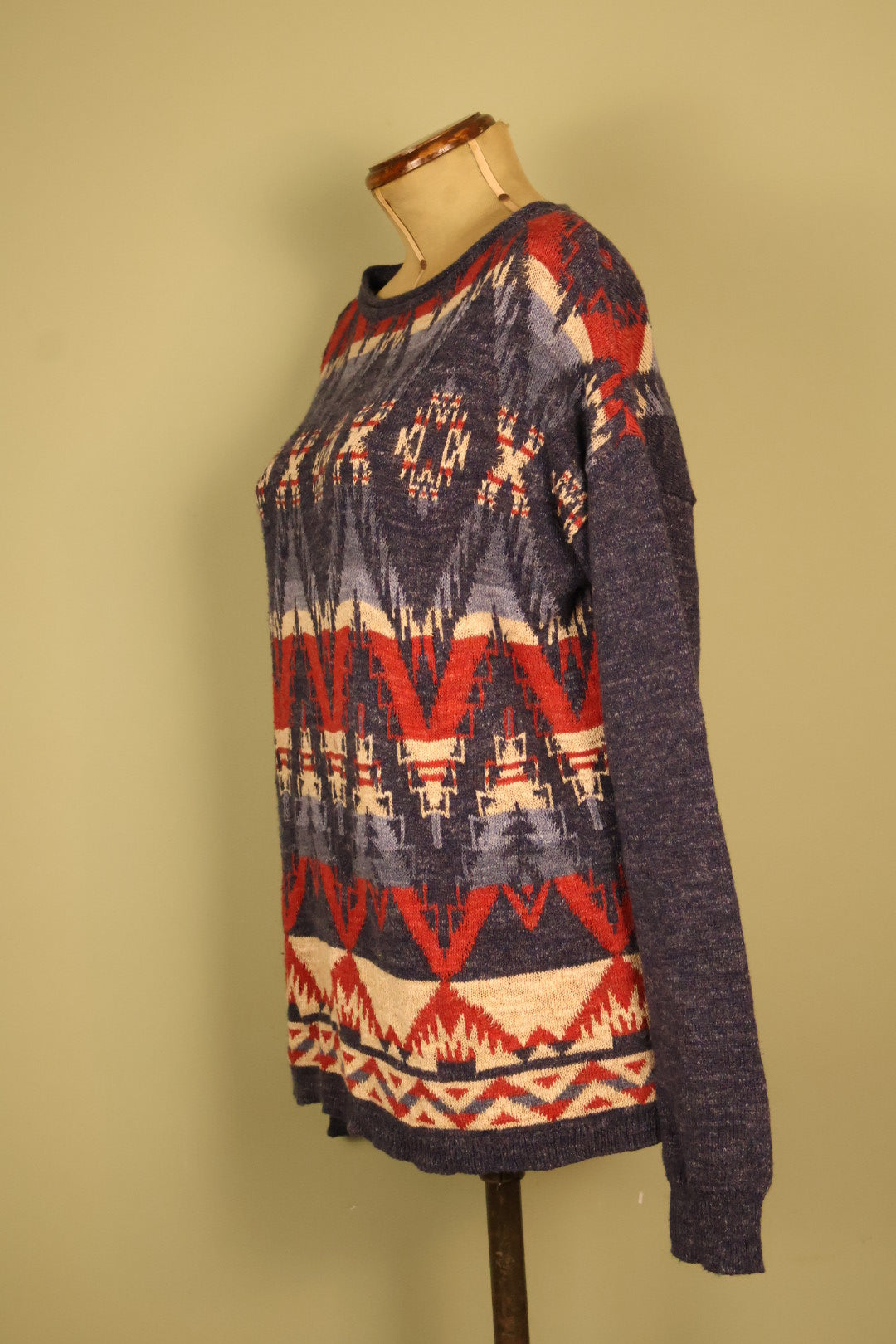 Chaps Ralph Lauren Aztec Design Boho Long Sleeved Top