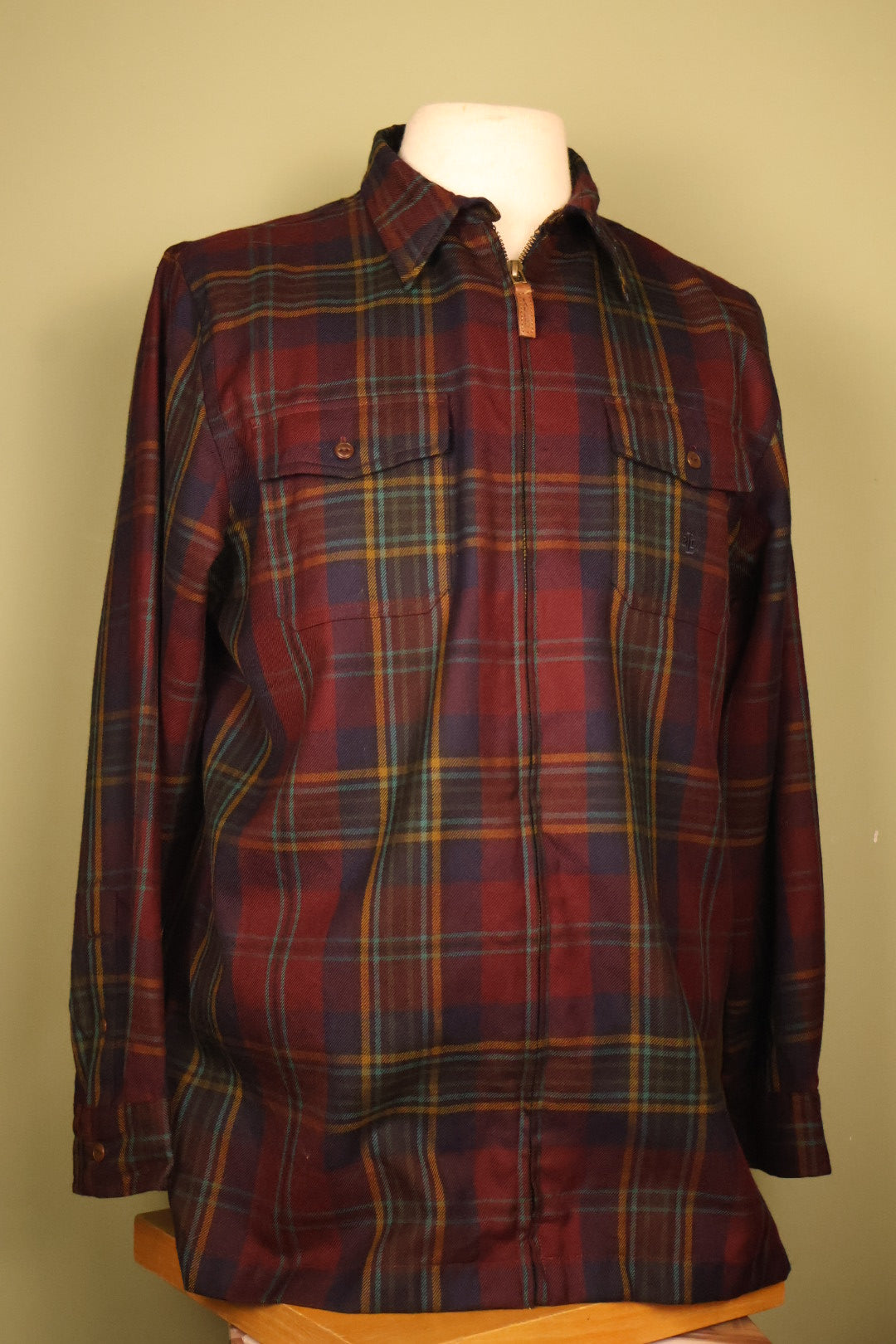 Ralph Lauren Tartan Check Plaid Full Zip Collared Wool Jacket