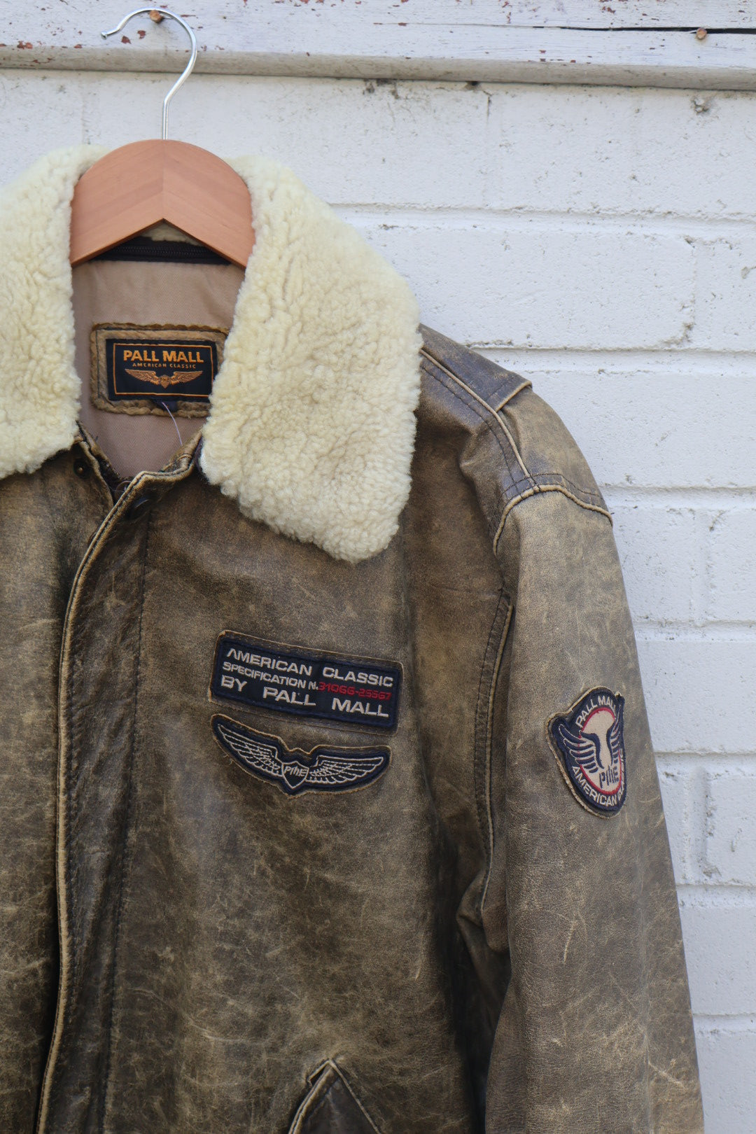Pall Mall Vintage 90’s Aviator Leather Distressed Jacket