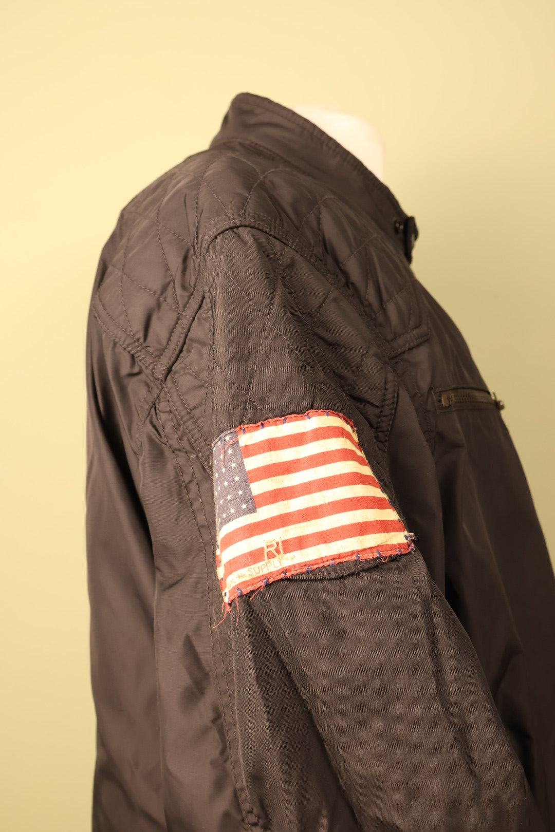 Ralph Lauren Black American Flag Bomber Zip Up Jacket