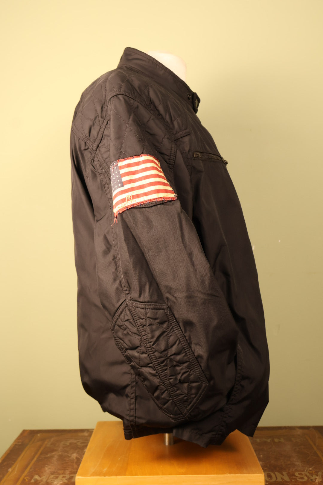 Ralph Lauren Black American Flag Bomber Zip Up Jacket