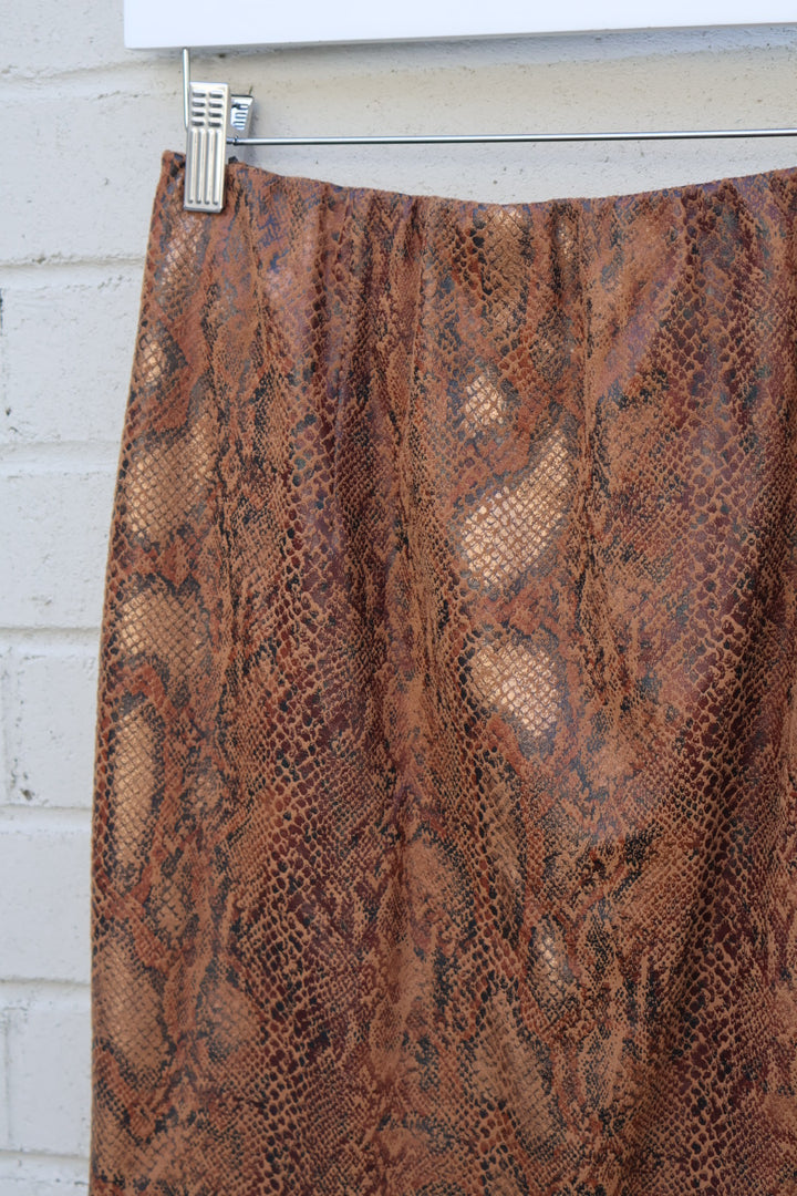 Snakeskin Print Vintage Knee Length Skirt