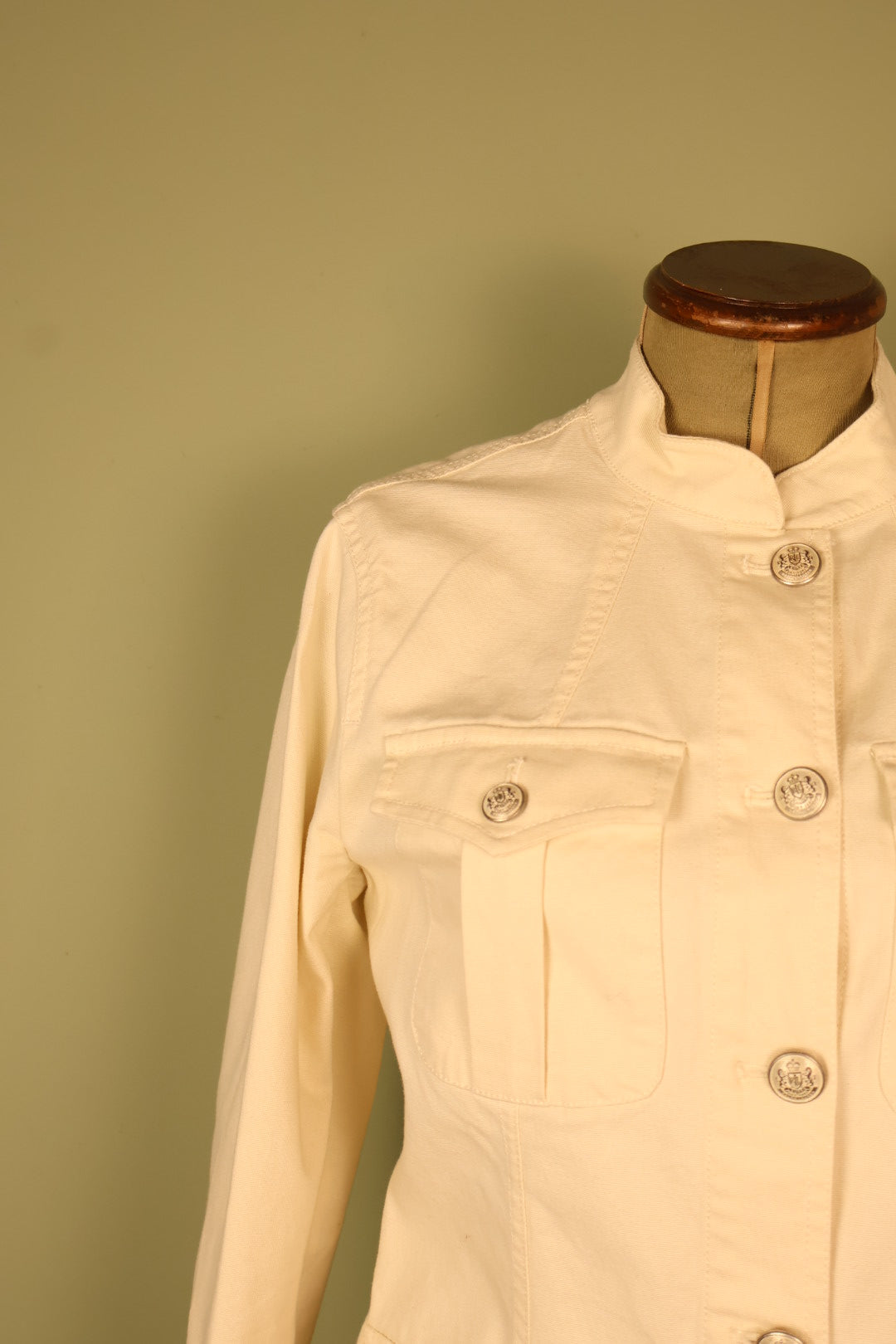 Polo Ralph Lauren White Military Utility Style Double Breasted Jacket