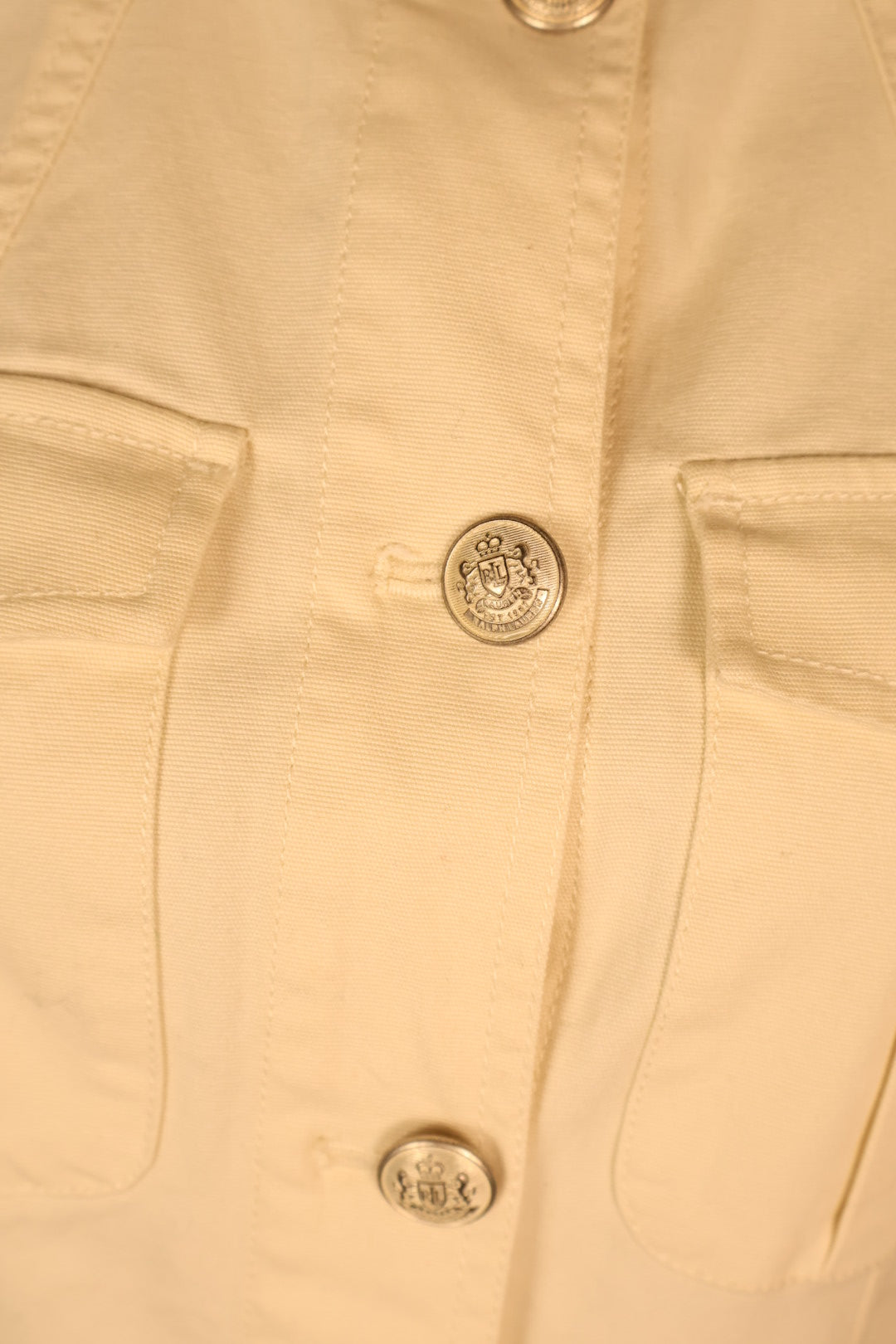 Polo Ralph Lauren White Military Utility Style Double Breasted Jacket