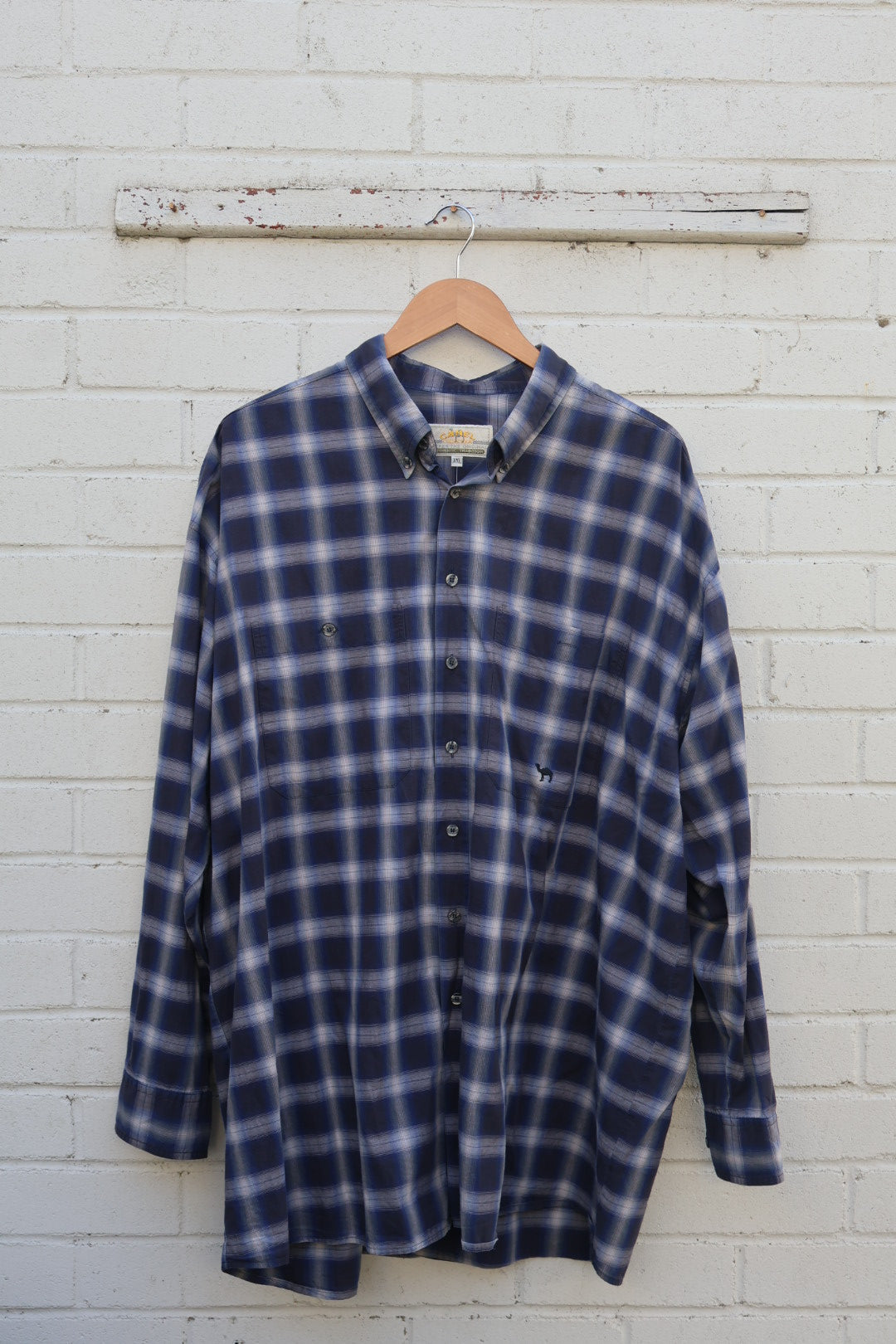 Camel Trophy Vintage Navy Blue Check Flannel Shirt