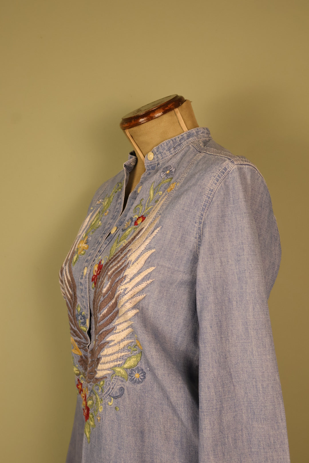 Ralph Lauren Vintage Denim Country Western Boho Embroidered Shirt
