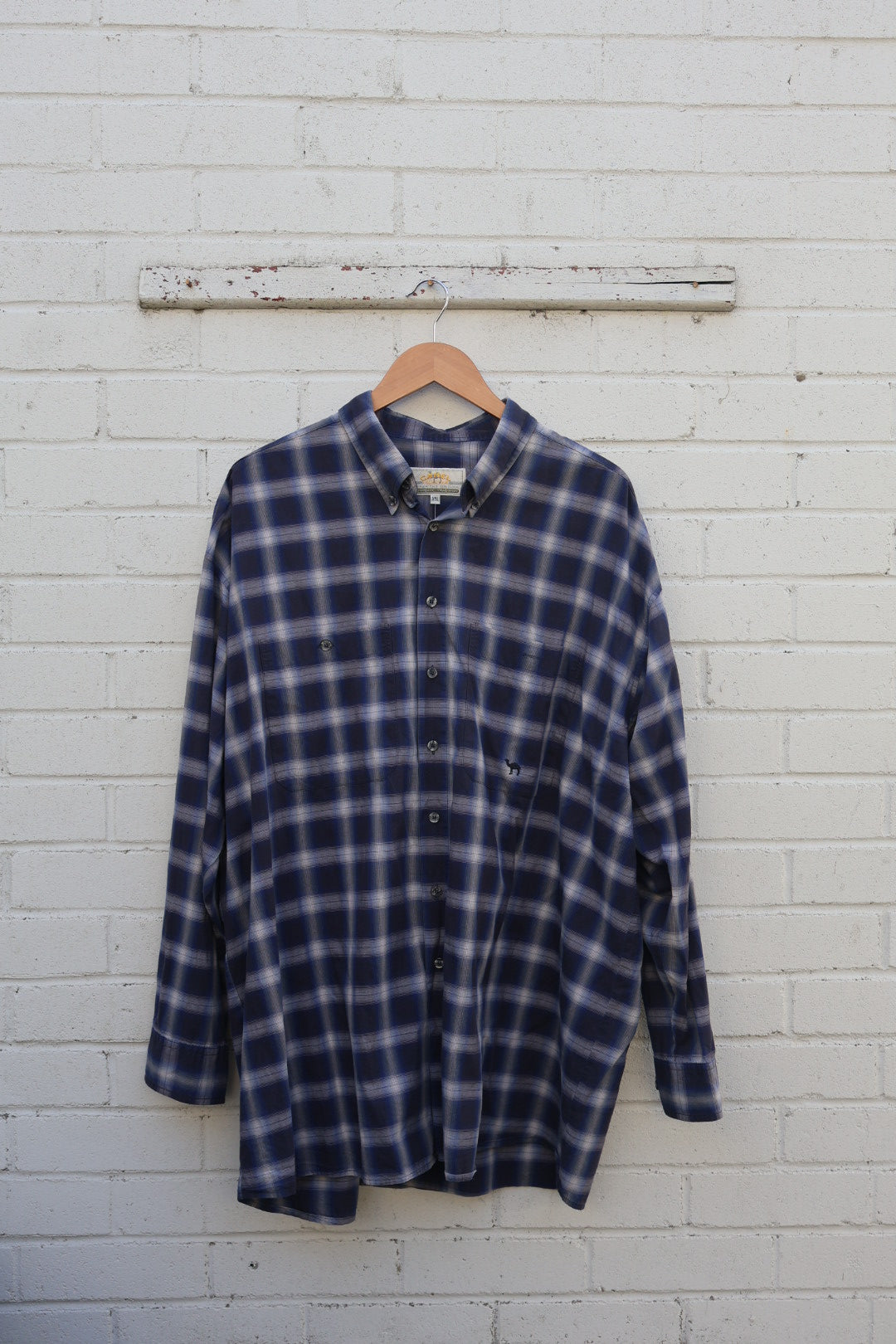 Camel Trophy Vintage Navy Blue Check Flannel Shirt