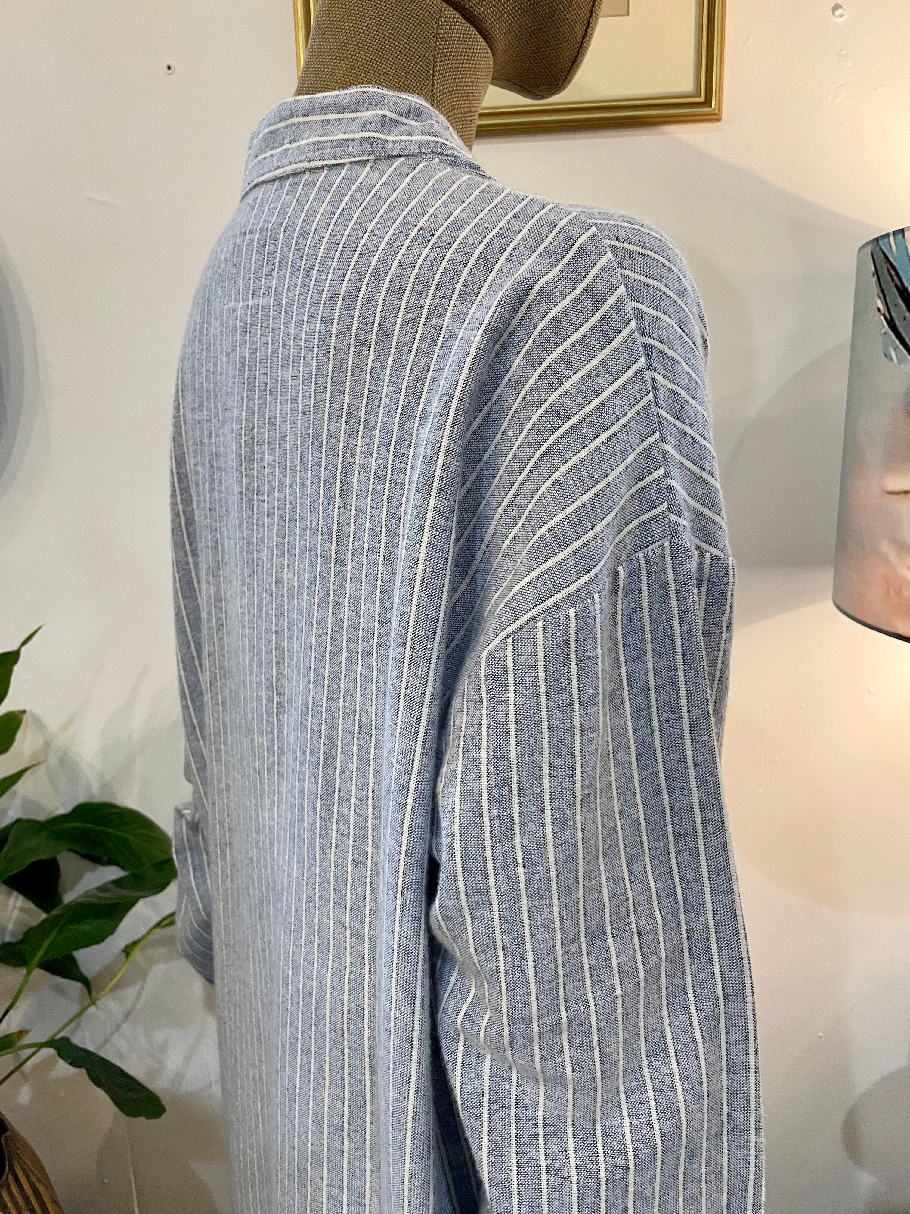 Women's Irish Nightshirt Lee Valley Striped Blue and Cream Striped