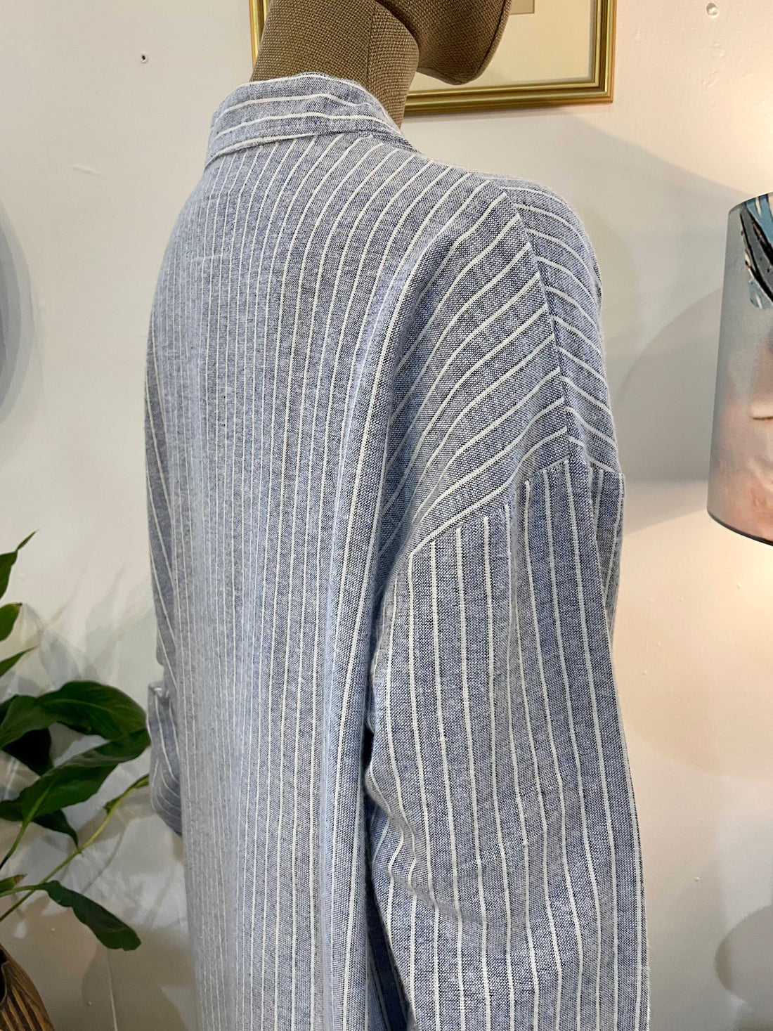 Women's Irish Nightshirt Lee Valley Striped Blue and Cream Striped