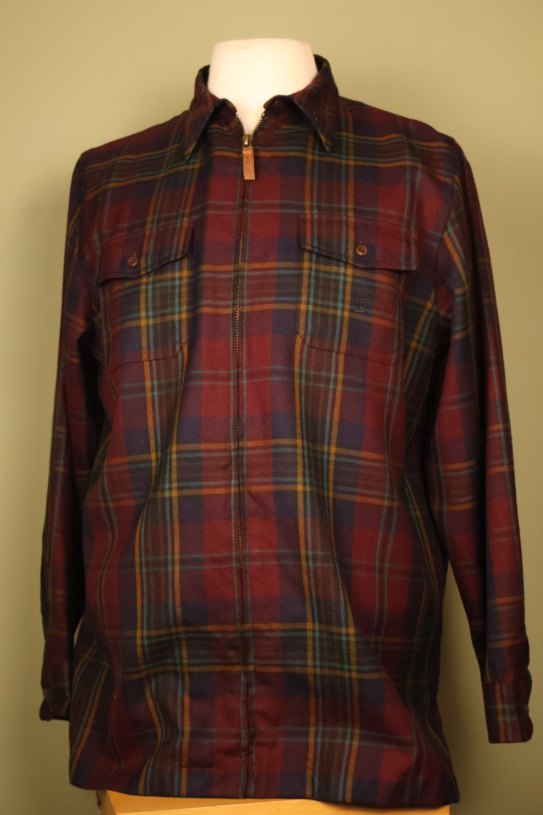 Ralph Lauren Tartan Check Plaid Full Zip Collared Wool Jacket