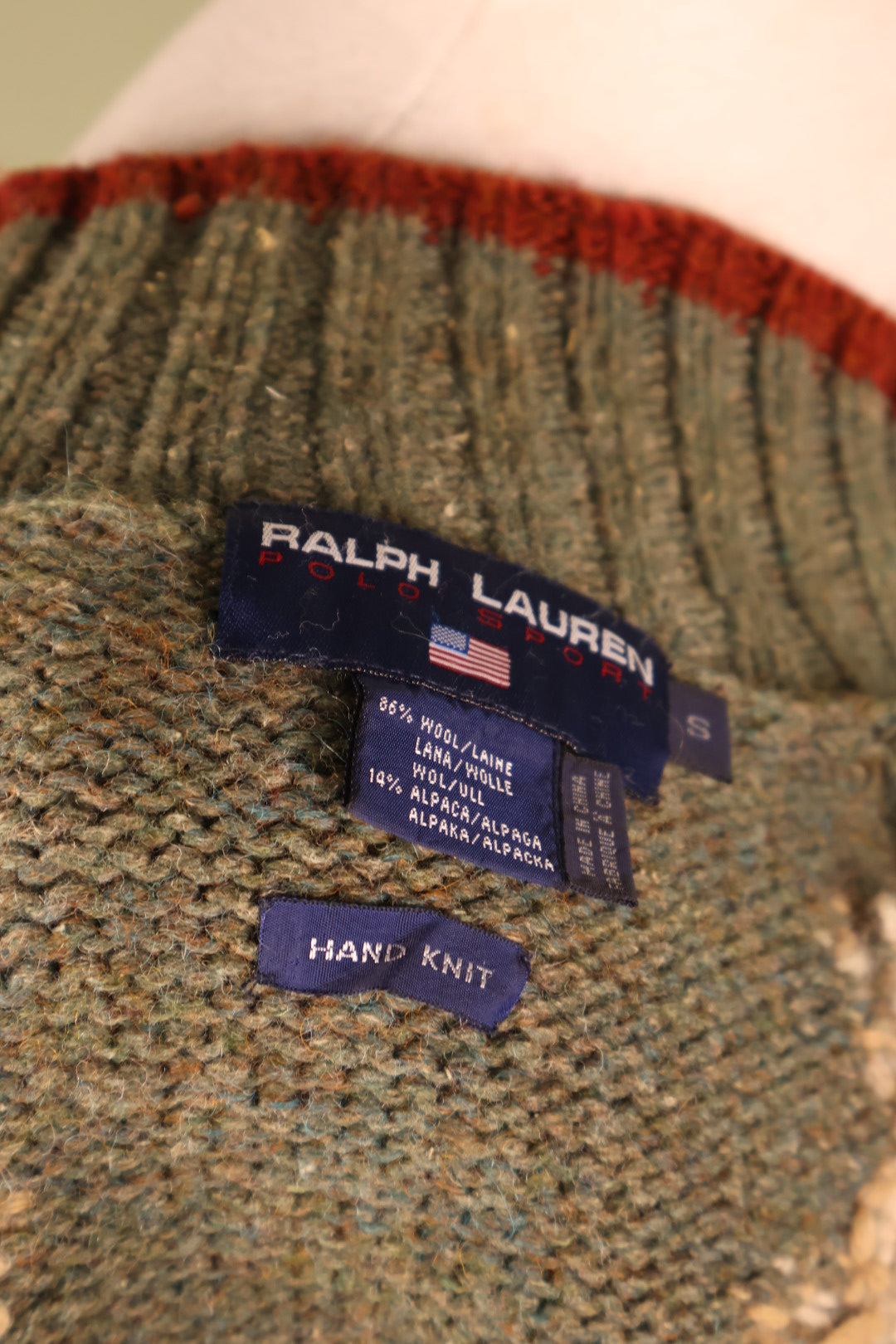 Vintage Ralph Lauren Rare 90’s Handknit Ski Zip Up Wool Jumper