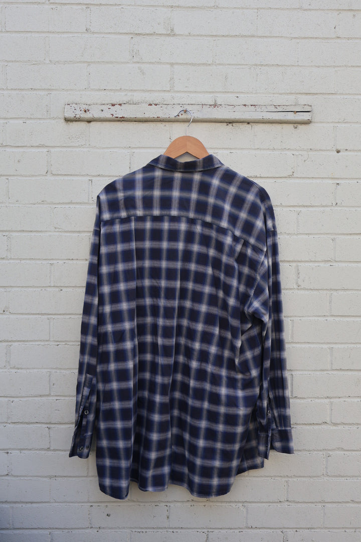 Camel Trophy Vintage Navy Blue Check Flannel Shirt