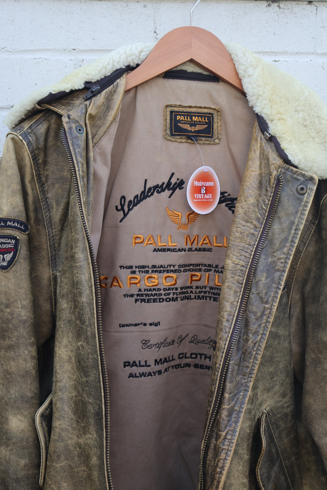 Pall Mall Vintage 90’s Aviator Leather Distressed Jacket