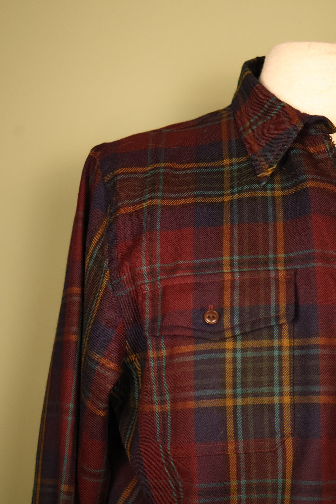 Ralph Lauren Tartan Check Plaid Full Zip Collared Wool Jacket