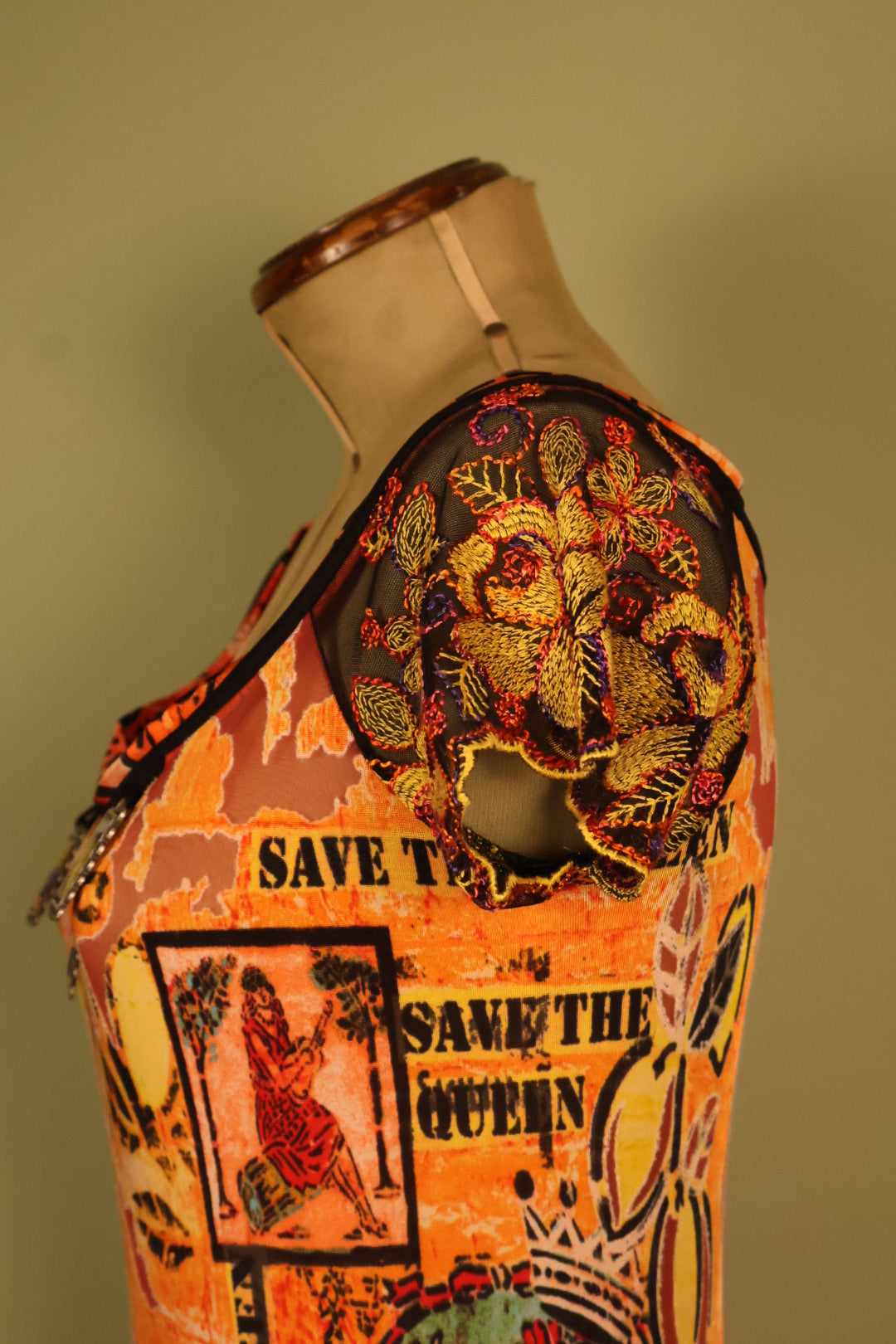 Save the Queen Vintage Italian Designer Mesh Top