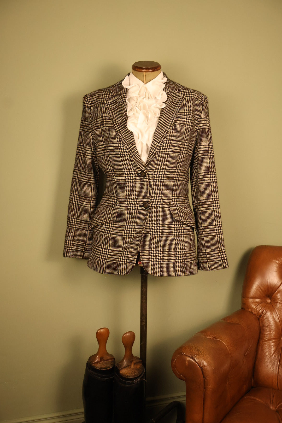 Ralph Lauren Vintage Wool Blend Check Ticket Pocket Jacket