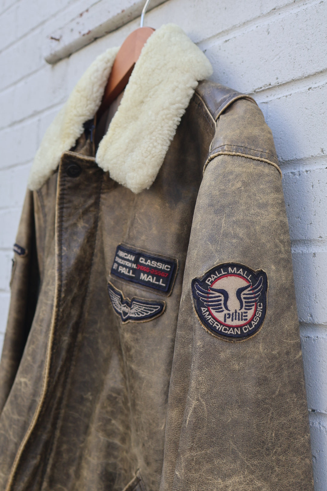 Pall Mall Vintage 90’s Aviator Leather Distressed Jacket