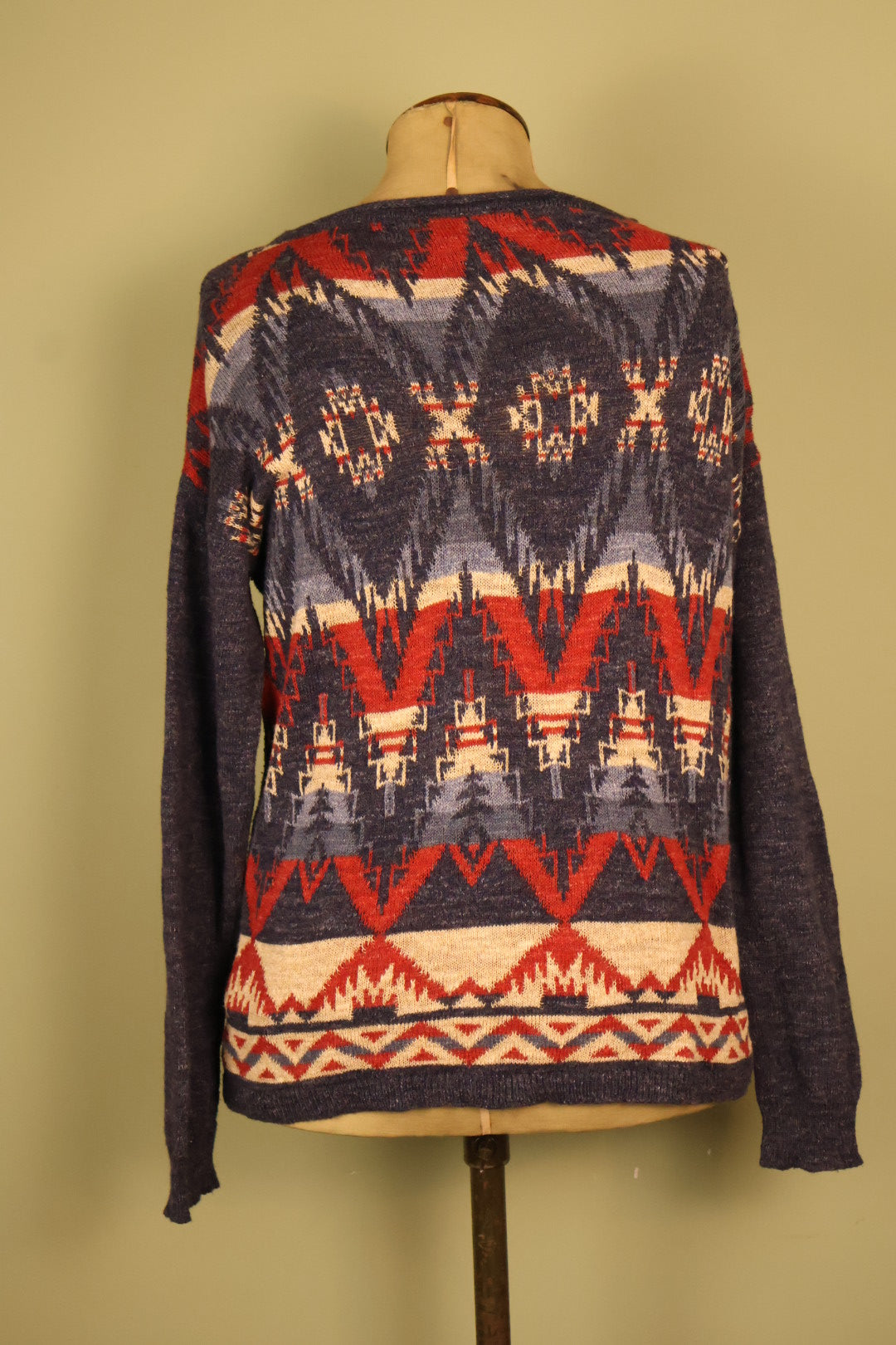 Chaps Ralph Lauren Aztec Design Boho Long Sleeved Top