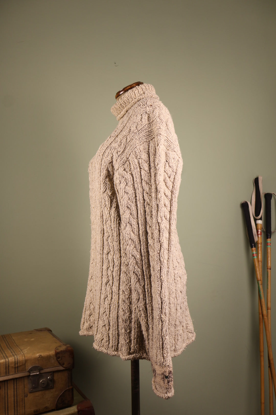 Ralph Lauren Aran Cable Knit Cream Turtleneck Jumper