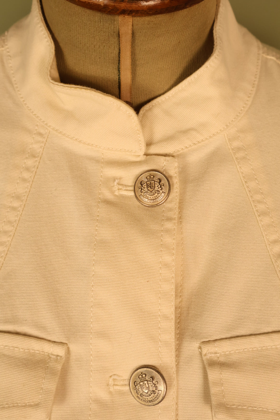 Polo Ralph Lauren White Military Utility Style Double Breasted Jacket
