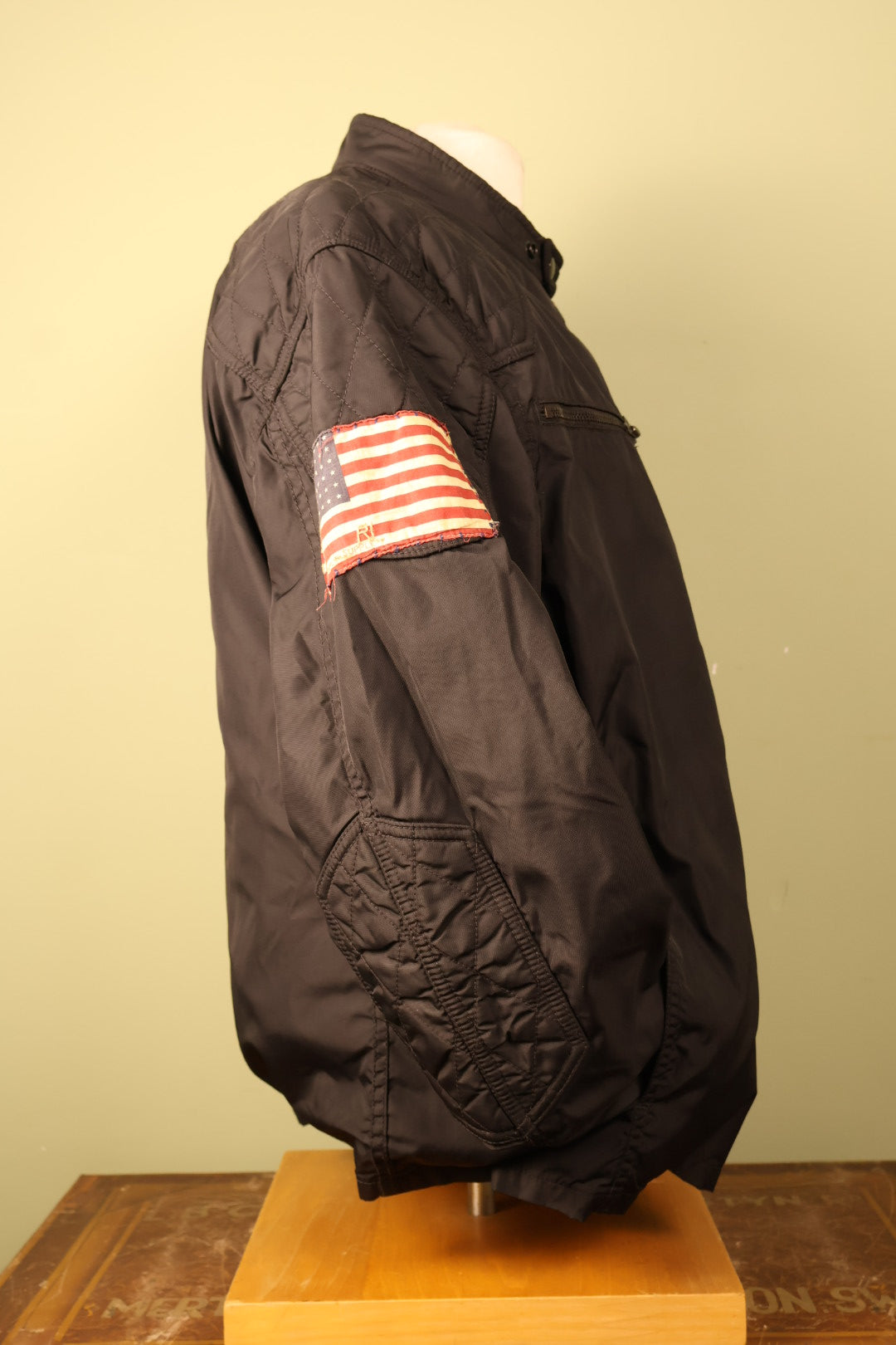 Ralph Lauren Black American Flag Bomber Zip Up Jacket