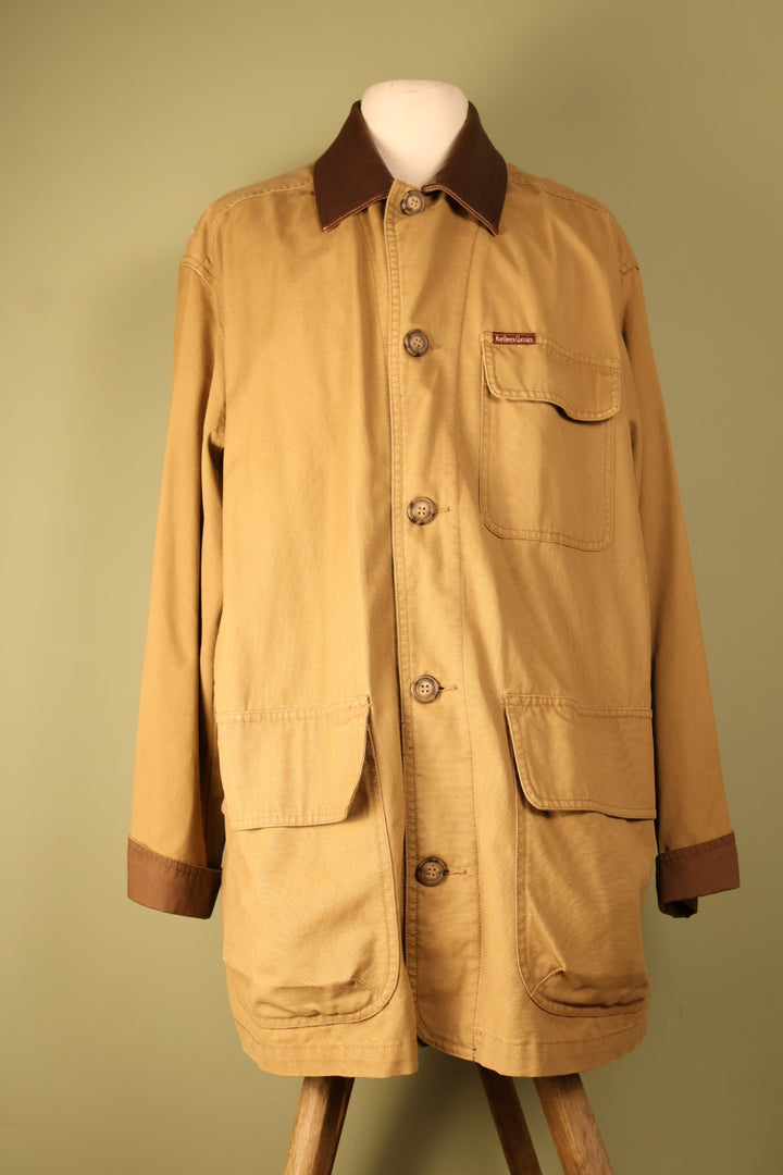 Marlboro Classics Cotton Blend Leather Collar Button Up Coat