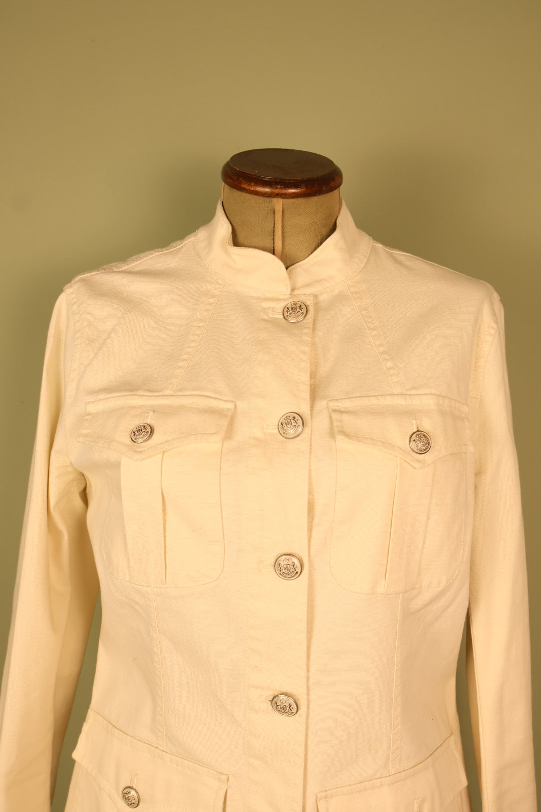 Polo Ralph Lauren White Military Utility Style Double Breasted Jacket