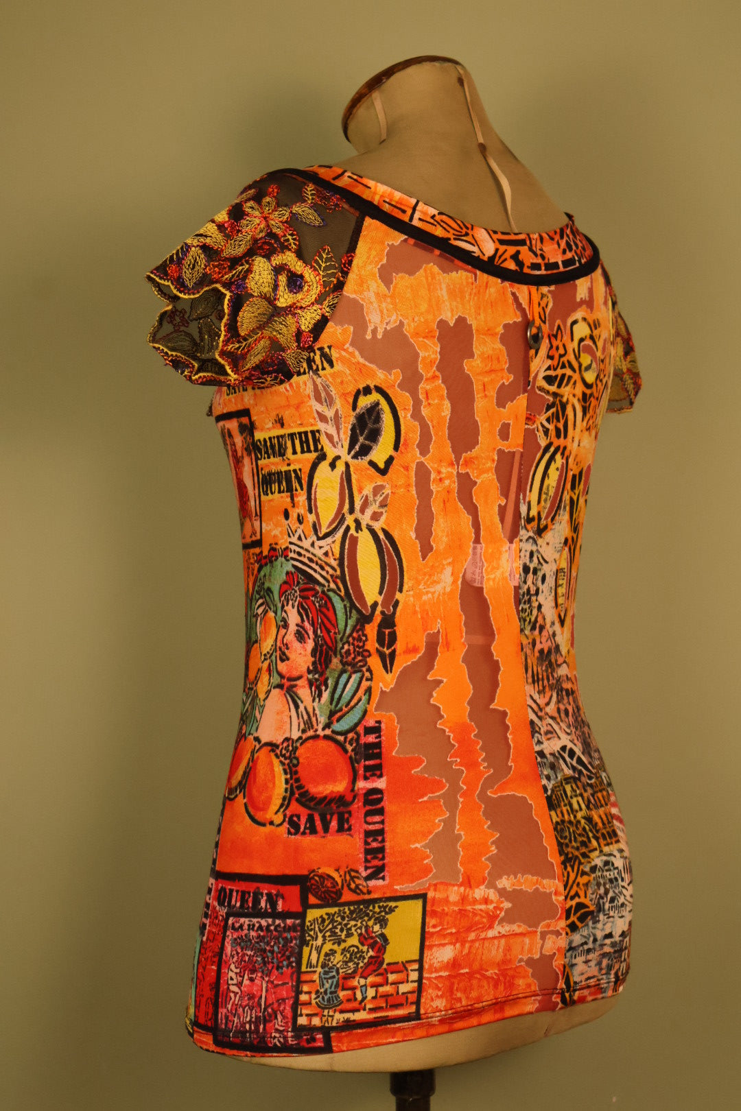 Save the Queen Vintage Italian Designer Mesh Top