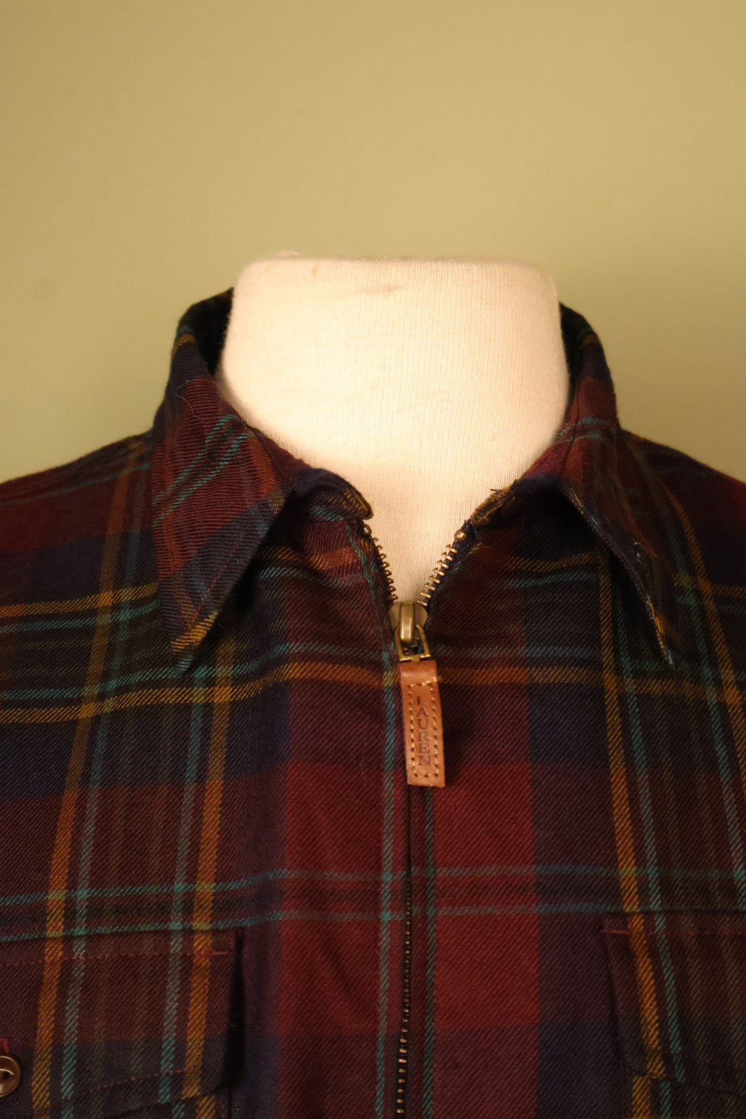 Ralph Lauren wool JK チェック　L Ralph Lauren Tartan Check Plaid Full Zip Collared Wool
