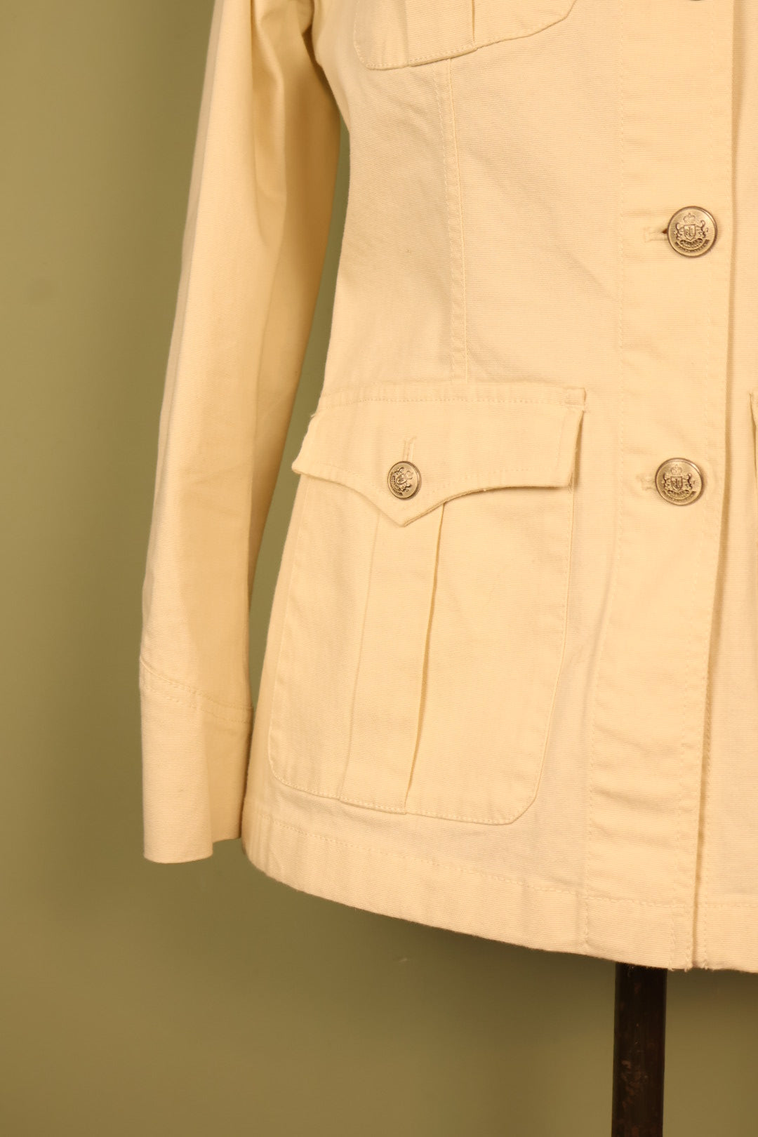 Polo Ralph Lauren White Military Utility Style Double Breasted Jacket