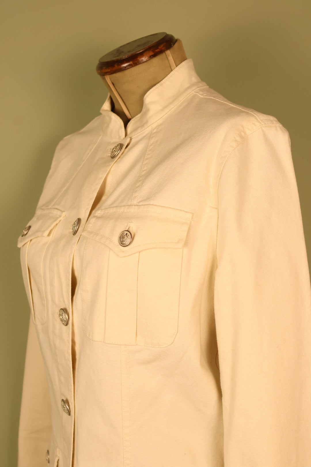 Polo Ralph Lauren White Military Utility Style Double Breasted Jacket