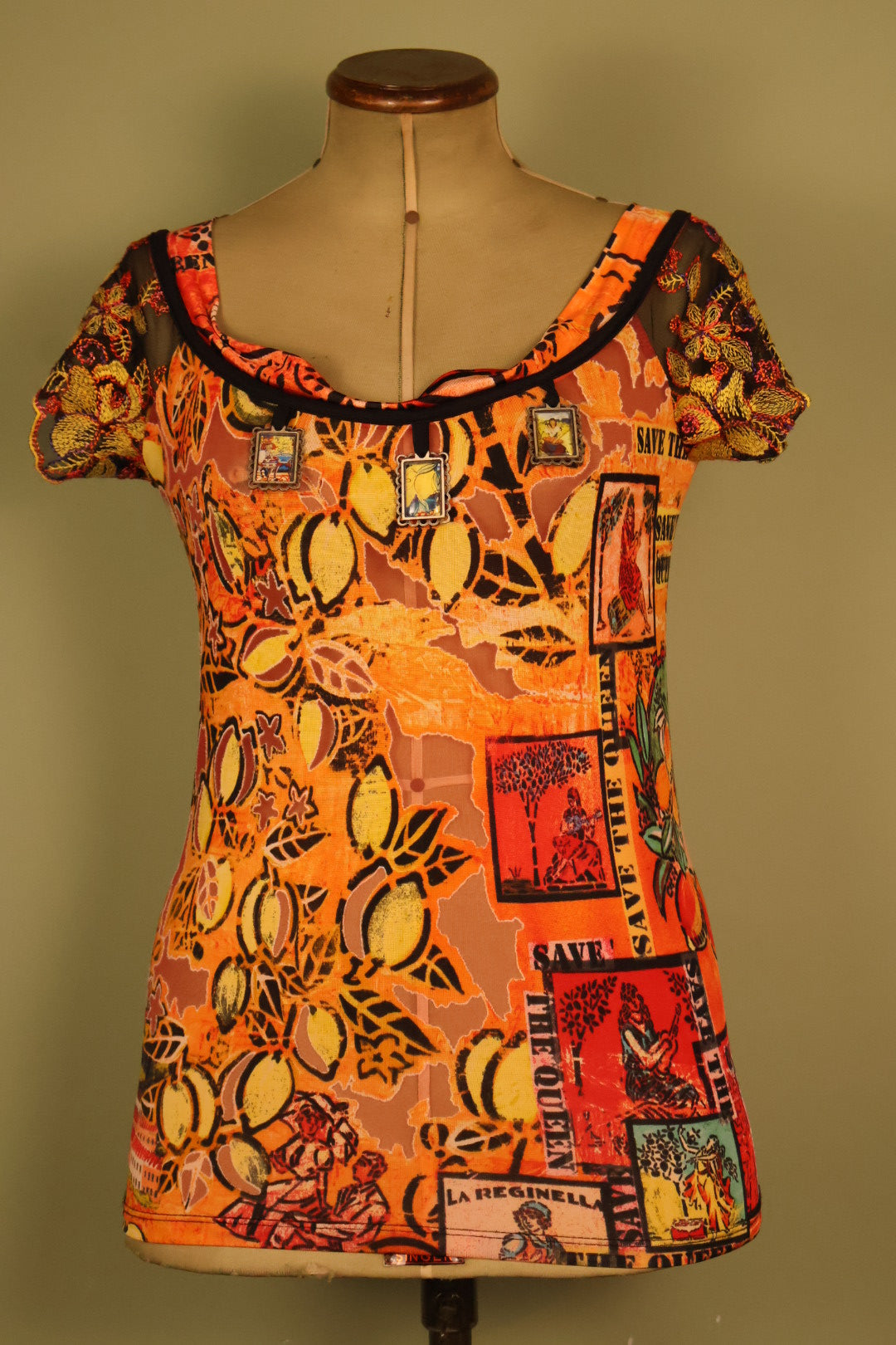 Save the Queen Vintage Italian Designer Mesh Top