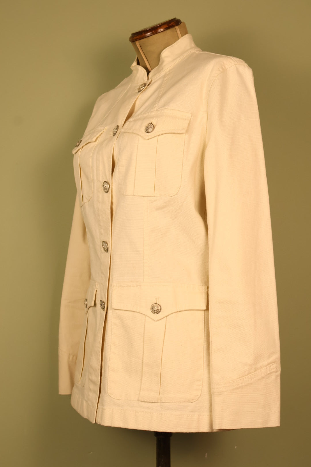 Polo Ralph Lauren White Military Utility Style Double Breasted Jacket