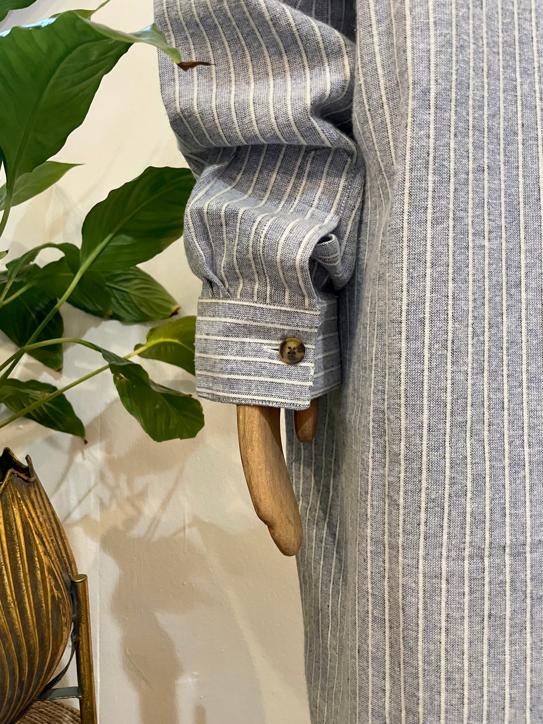 Women's Irish Nightshirt Lee Valley Striped Blue and Cream Striped
