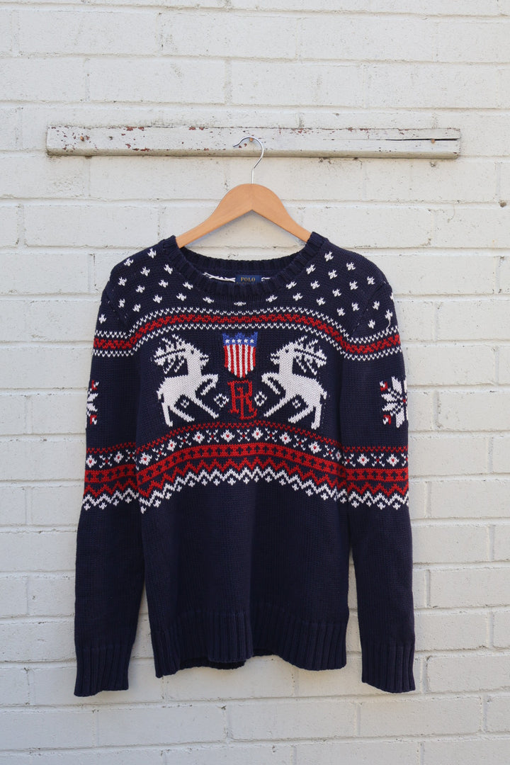 Rare Ralph Lauren Vintage Christmas Winter Long Sleeved Jumper