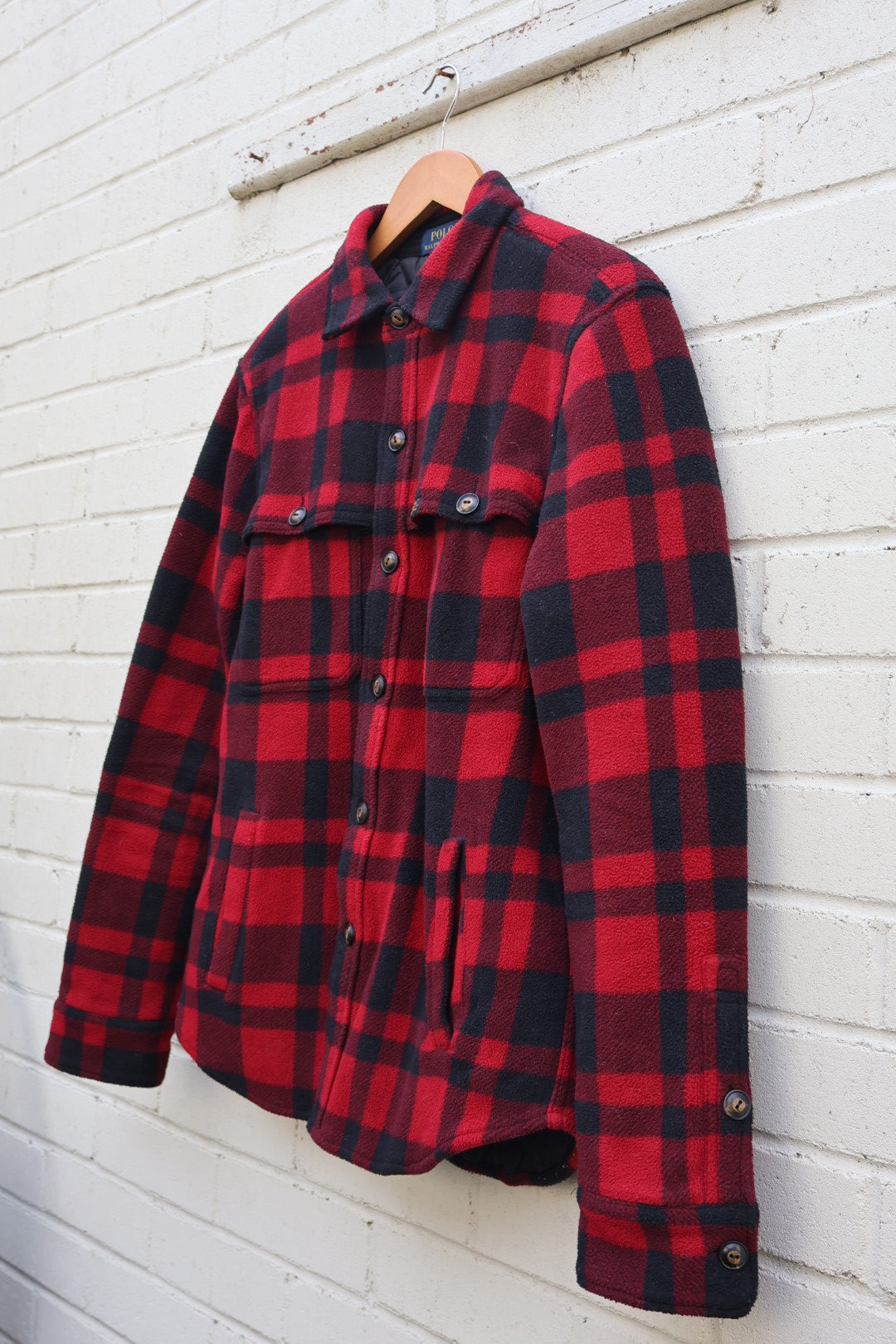 Polo Ralph Lauren Red Plaid Check Quilted Lined Fleece Jacket