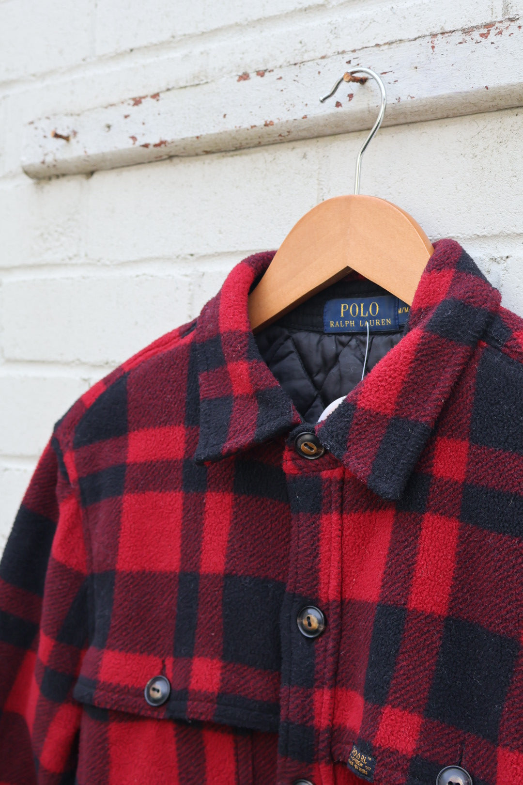 Polo Ralph Lauren Red Plaid Check Quilted Lined Fleece Jacket