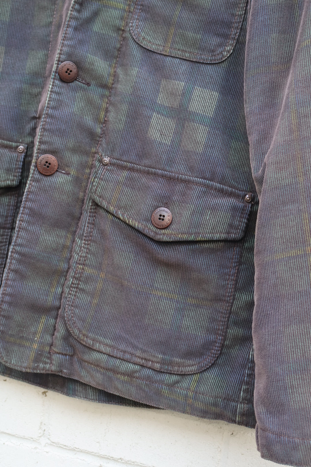 Marlboro Classics Vintage Check Velvet Button Up Blazer