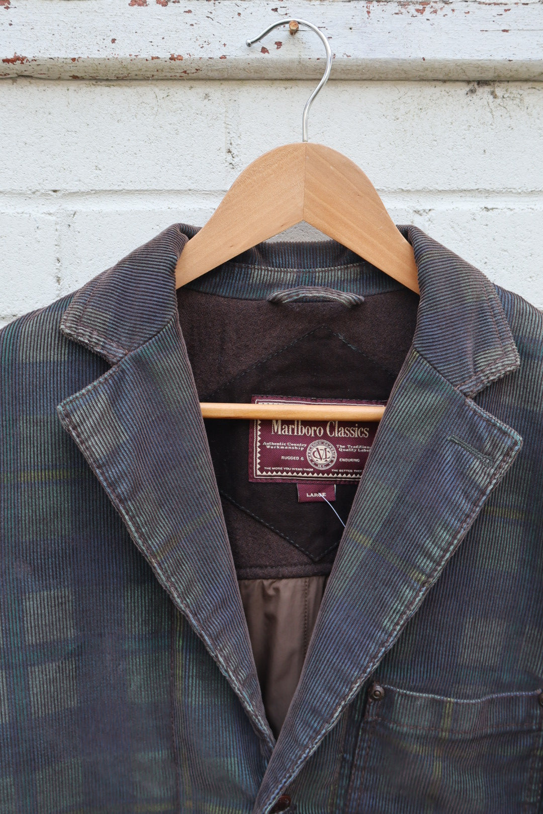 Marlboro Classics Vintage Check Velvet Button Up Blazer