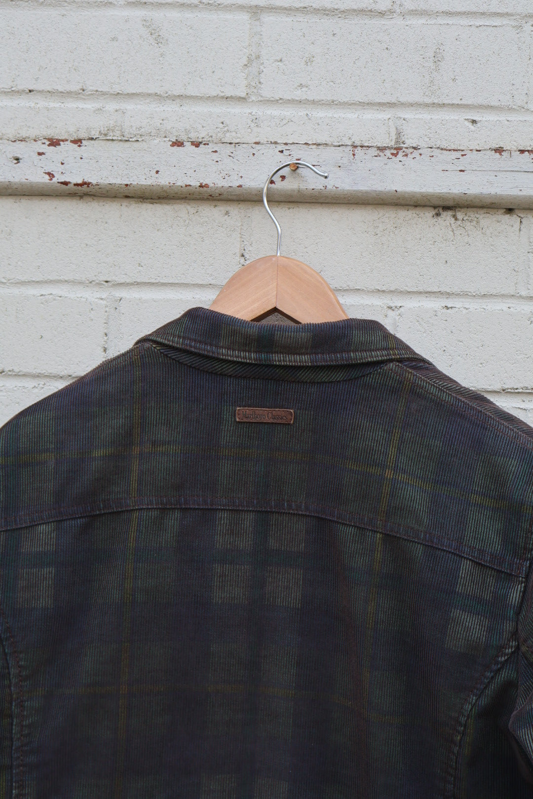 Marlboro Classics Vintage Check Velvet Button Up Blazer